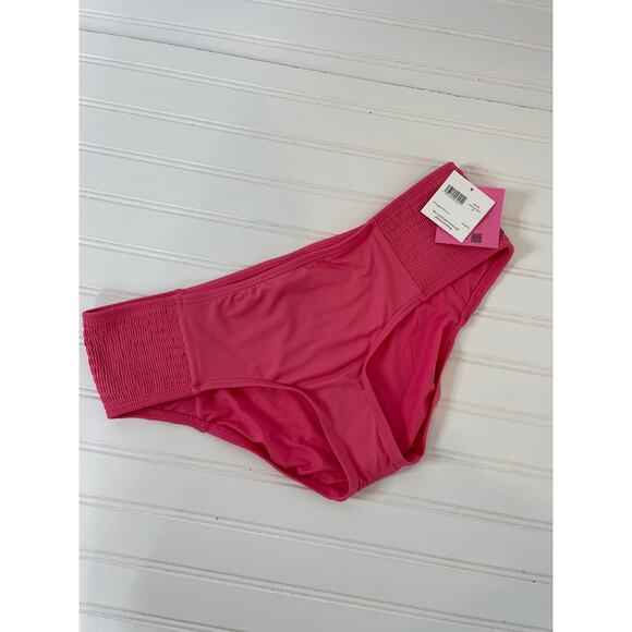 NWT Kate Spade Solids Pink Cloud Smocked Bikini Bottom Swim Size XL - Picture 3 of 8